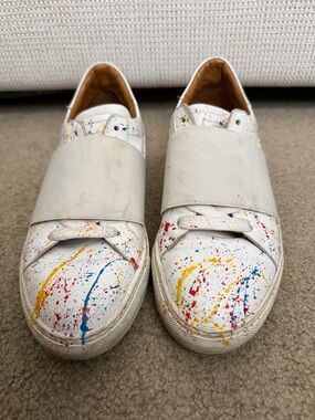 White Paint-Splash Slip-On Sneakers